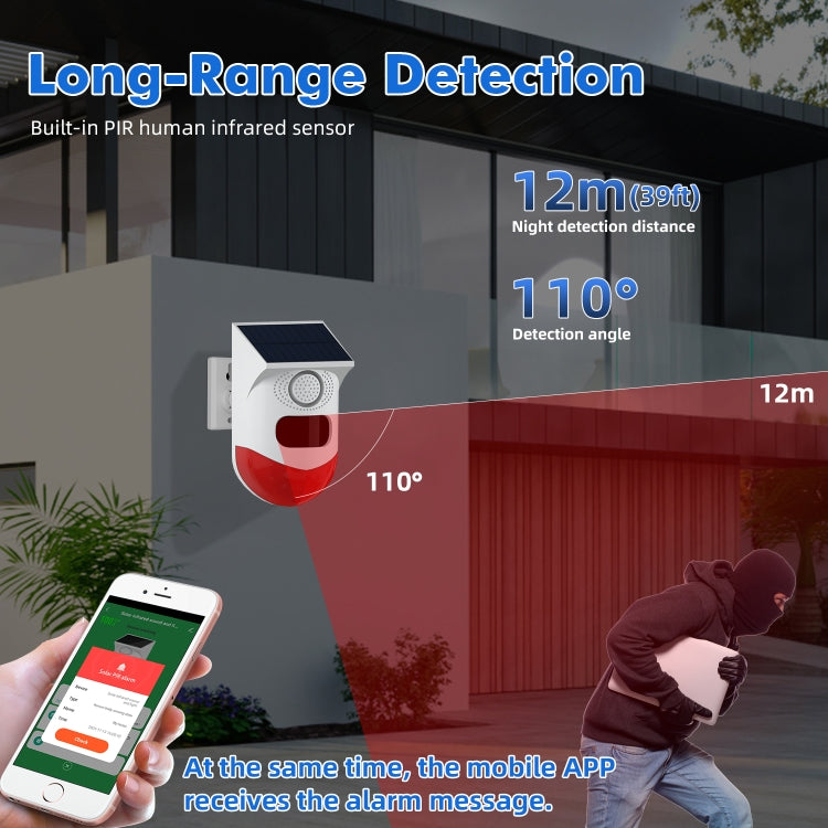 Infrared Motion Detector Solar Outdoor PIR Wireless Strobe Siren Detector Sound Alarm, CT80R USB Upgrade Model Infrared Motion Detector Solar Outdoor PIR Wireless Strobe Siren Detector Sound Alarm, CT80R USB Upgrade Model